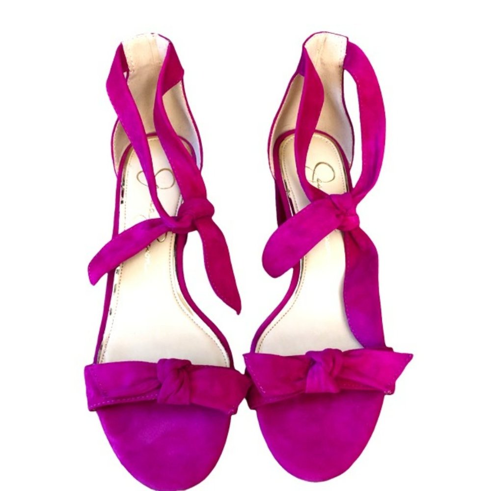 Jessica Simpson Fuchsia Knot Ankle-Tie Sandals
